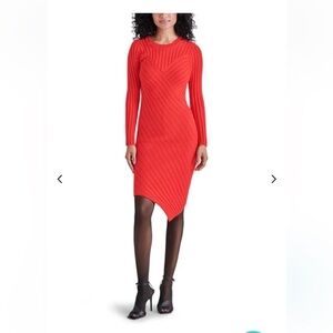Steve Madden Sirena red ribbed knit sweater dress. Size M